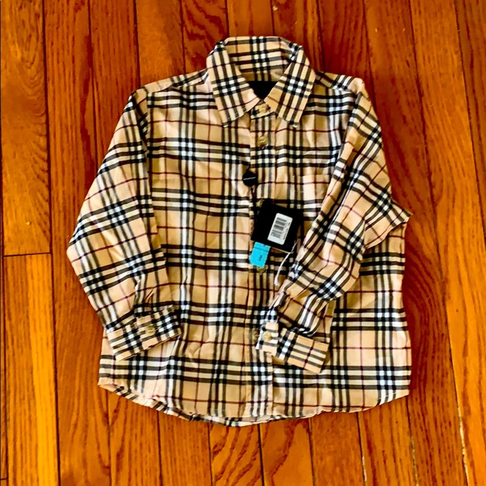 Burberry toddler button down shirt.